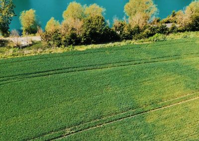 Aerial view of Scarlett’s Lake within the Essex farmland